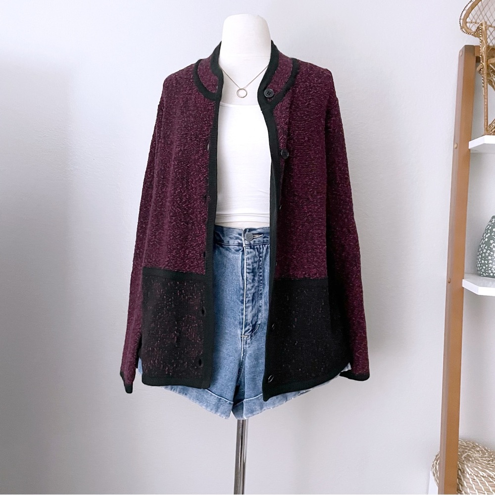 Chunky Knit Button Front Marled Cardigan